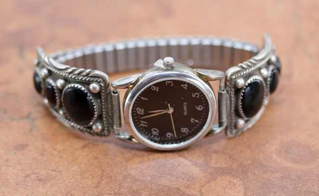 Navajo Silver Onyx Men's Watch